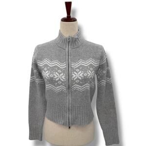 NEW Planet Heart Gray Fair Isle Sweater Size XL Gray White Winter Snow Nordic